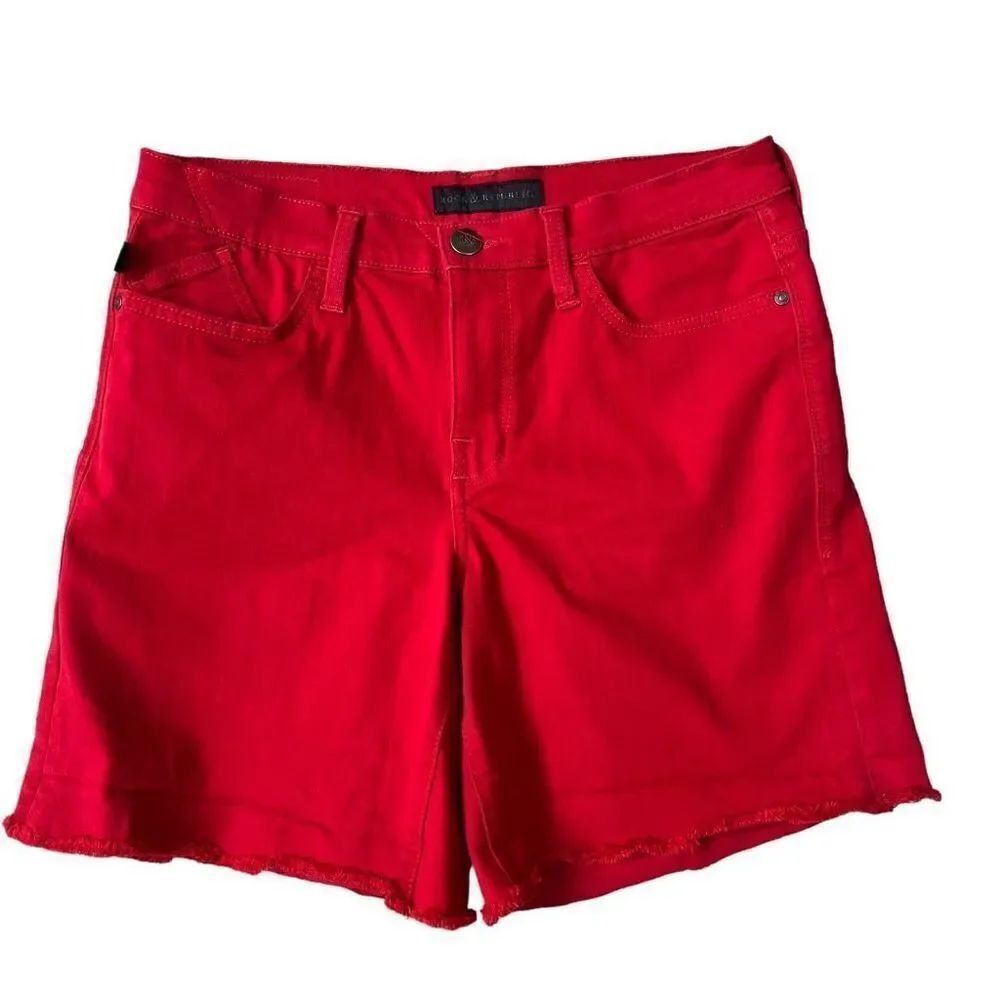 Rock & Republic Bumpershoot stretch red jean shorts size 12